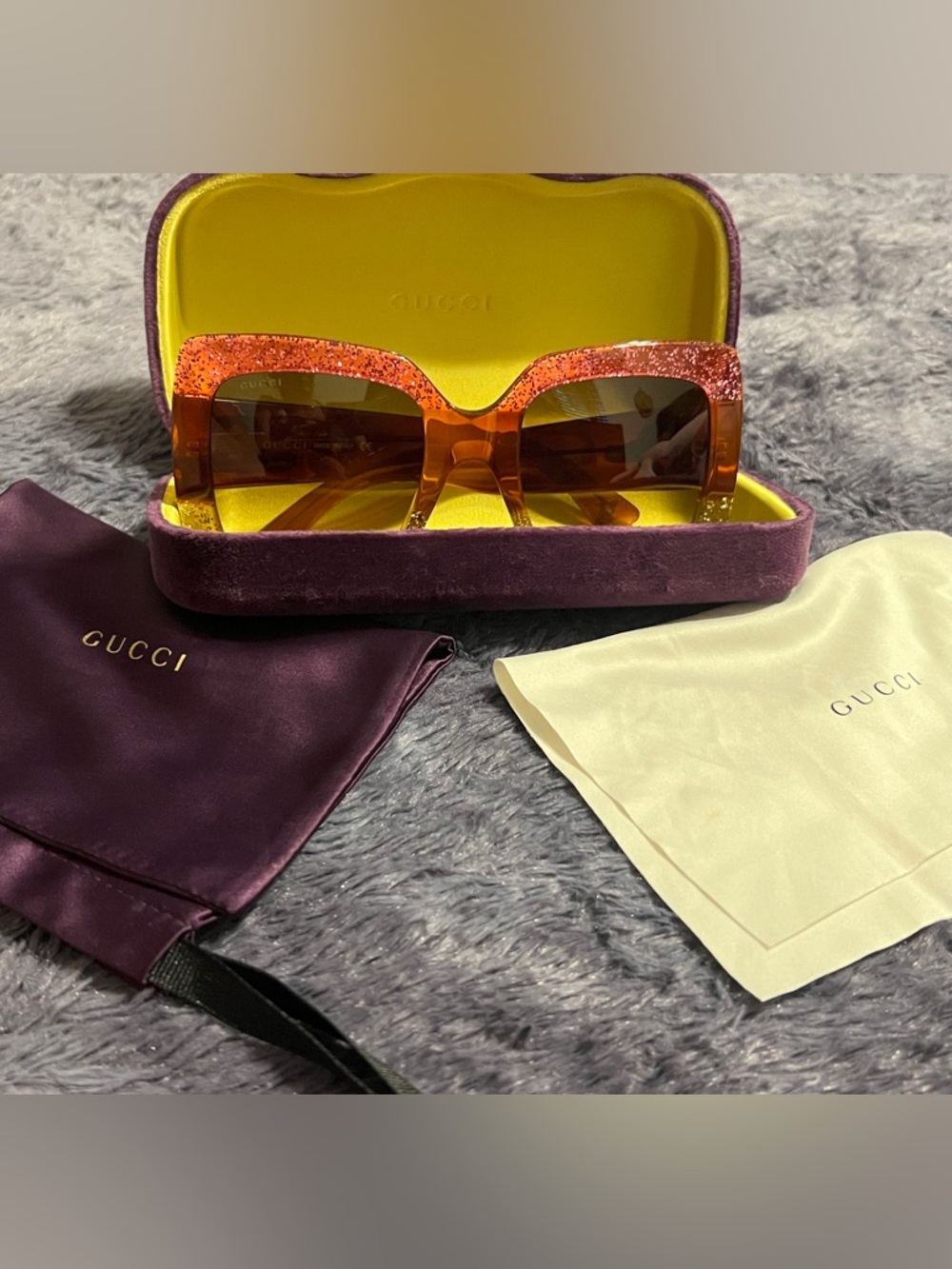 Authentic GUCCI GG0083S Oversized Glitter Sunglasses - Pristine - Picture 4 of 12